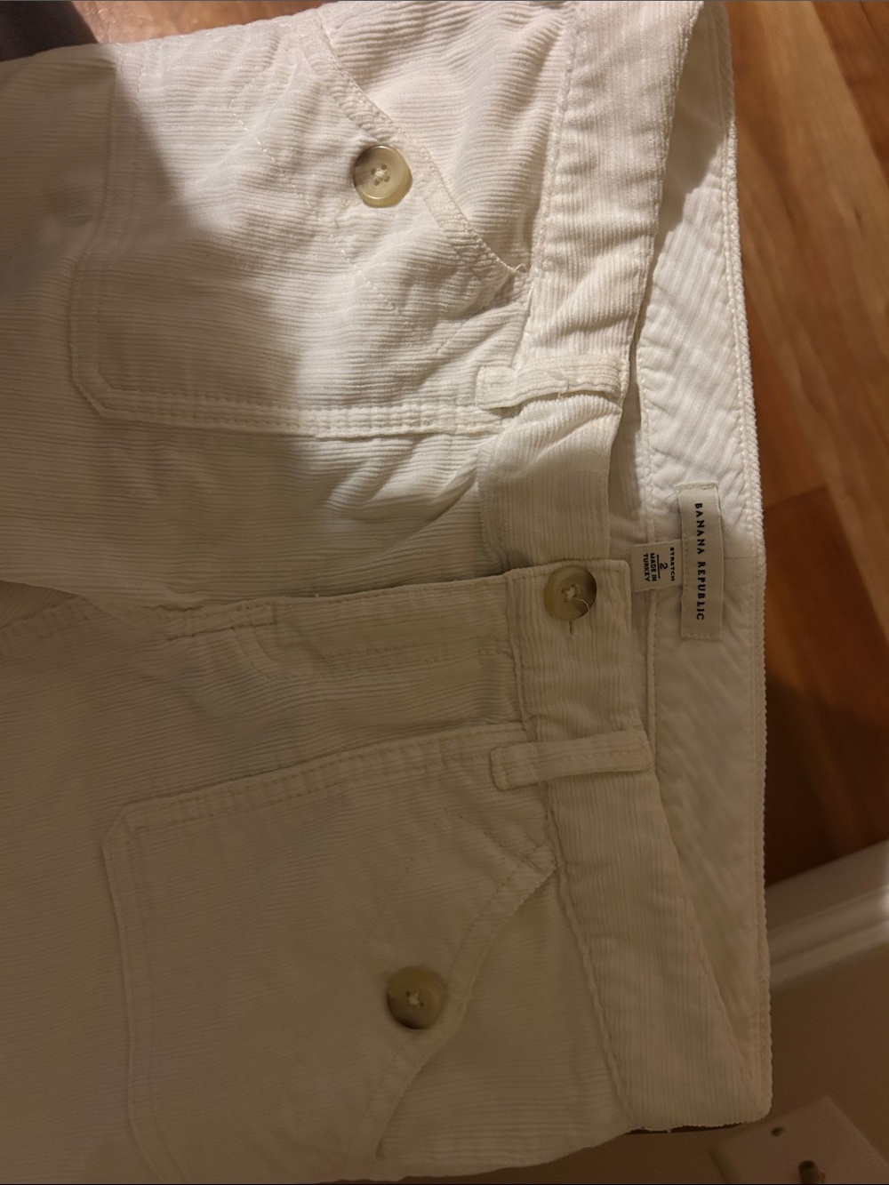 Banana Republic Off-White Corduroy pants with Button Pockets